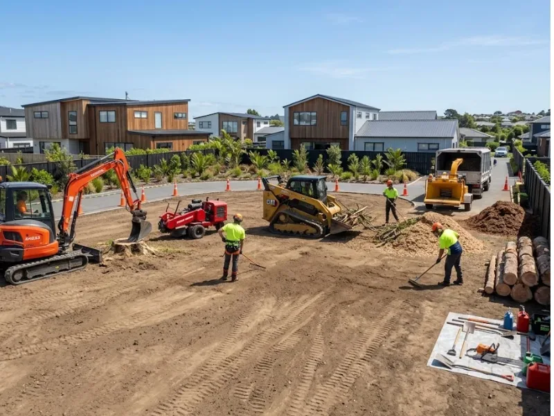 Site clearance of debris and old structures in Auckland
