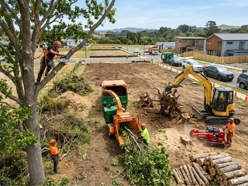 Trees and vegetation cleared as part of an Auckland demolition job