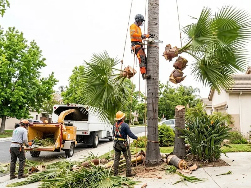 Tall Queen palm with slender trunk and hanging seed clusters in an Auckland garden