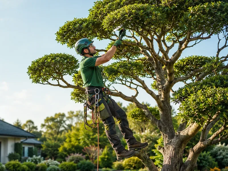 Aesthetic pruning and shaping of an ornamental tree on an Auckland property